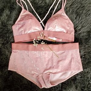 NWT Victoria's Secret Velvet Bra and Panty Set